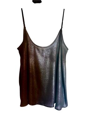 Women’s Apt. 9 Metallic Iridescent Slip Cami - Black/Silver Size Medium